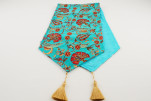 Table Runner, Turquoise Blue Caucasus Carnation Pattern Turkish Chenille Fabric Table Runner, Fabric Table Linens, Table Runner Table Runner, Turquoise Blue Caucasus Carnation Pattern Turkish Chenille Fabric Table Runner, Fabric Table Linens, Table Runner