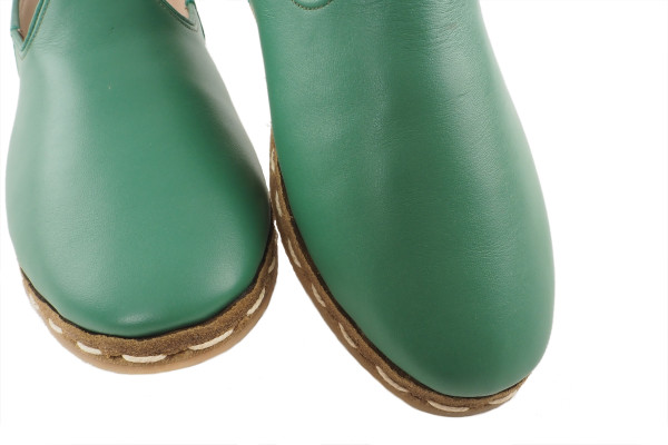 Womens Leather Shoes, Emerald Green Womens Leather Shoes, Handmade Womens  Grounding Shoes, Womens Loafer Shoes, Flat