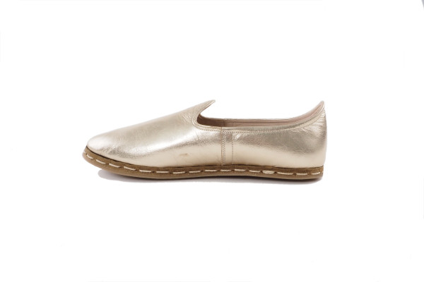 Gold Womens Leather Shoes