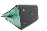 Genuine Lamb Leather Bag, Turquoise Blue Tiger Eyes Pattern Fabric Womens Bag, ID KCYC03,Lamb Leather Bag,Sheep Skin Leather Bag Genuine Lamb Leather Bag, Turquoise Blue Tiger Eyes Pattern Fabric Womens Bag, ID KCYC03,Lamb Leather Bag,Sheep Skin Leather Bag
