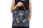 Genuine Lamb Leather Bag, Navy Blue Carnation Pattern Turkish Fabric Womens Bag, ID KCYC05, Leather Bag, Sheep Skin Leather Bag Genuine Lamb Leather Bag, Navy Blue Carnation Pattern Turkish Fabric Womens Bag, ID KCYC05, Leather Bag, Sheep Skin Leather Bag