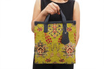 Genuine Lamb Leather Bag, Pistachio Green Topkapi Palace Tulip Pattern Fabric Womens Bag, ID KCYC07, Leather Bag, Sheep Skin Bag Genuine Lamb Leather Bag, Pistachio Green Topkapi Palace Tulip Pattern Fabric Womens Bag, ID KCYC07, Leather Bag, Sheep Skin Bag