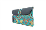 Leather Crossbody Bag, Leather Clutch Bag, ID KCYC47,Turquoise Blue Carnation Pattern Fabric Womens Bag,Genuine Lamb Leather Bag Leather Crossbody Bag, Leather Clutch Bag, ID KCYC47,Turquoise Blue Carnation Pattern Fabric Womens Bag,Genuine Lamb Leather Bag