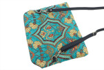 Leather Crossbody Bag, Leather Clutch Bag, ID KCYC47,Turquoise Blue Carnation Pattern Fabric Womens Bag,Genuine Lamb Leather Bag Leather Crossbody Bag, Leather Clutch Bag, ID KCYC47,Turquoise Blue Carnation Pattern Fabric Womens Bag,Genuine Lamb Leather Bag