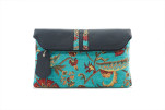 Leather Crossbody Bag, Leather Clutch Bag, ID KCYC48, Turquoise Blue Carnation Pattern Fabric Women Bag,Genuine Lamb Leather Bag Leather Crossbody Bag, Leather Clutch Bag, ID KCYC48, Turquoise Blue Carnation Pattern Fabric Women Bag,Genuine Lamb Leather Bag