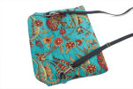 Leather Crossbody Bag, Leather Clutch Bag, ID KCYC48, Turquoise Blue Carnation Pattern Fabric Women Bag,Genuine Lamb Leather Bag Leather Crossbody Bag, Leather Clutch Bag, ID KCYC48, Turquoise Blue Carnation Pattern Fabric Women Bag,Genuine Lamb Leather Bag