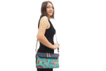 Leather Crossbody Bag, Leather Clutch Bag, ID KCYC48, Turquoise Blue Carnation Pattern Fabric Women Bag,Genuine Lamb Leather Bag Leather Crossbody Bag, Leather Clutch Bag, ID KCYC48, Turquoise Blue Carnation Pattern Fabric Women Bag,Genuine Lamb Leather Bag