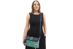 Leather Crossbody Bag, Leather Clutch Bag, ID KCYC48, Turquoise Blue Carnation Pattern Fabric Women Bag,Genuine Lamb Leather Bag Leather Crossbody Bag, Leather Clutch Bag, ID KCYC48, Turquoise Blue Carnation Pattern Fabric Women Bag,Genuine Lamb Leather Bag