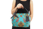 Fabric Woman Hand Bag, Turquoise Blue Topkapi Palace Tulip Pattern Turkish Fabric Bag, ID KCYC27,Genuine Sheep Skin Leather Bag Fabric Woman Hand Bag, Turquoise Blue Topkapi Palace Tulip Pattern Turkish Fabric Bag, ID KCYC27,Genuine Sheep Skin Leather Bag