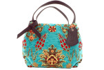 Fabric Woman Hand Bag, Turquoise Blue Topkapi Palace Tulip Pattern Turkish Fabric Bag, ID KCYC27,Genuine Sheep Skin Leather Bag Fabric Woman Hand Bag, Turquoise Blue Topkapi Palace Tulip Pattern Turkish Fabric Bag, ID KCYC27,Genuine Sheep Skin Leather Bag
