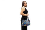 Fabric Woman Hand Bag, Navy Blue Carnation Pattern Turkish Fabric Woman Bag, ID KCYC25, Genuine Sheep Skin Woman Leather Bag Fabric Woman Hand Bag, Navy Blue Carnation Pattern Turkish Fabric Woman Bag, ID KCYC25, Genuine Sheep Skin Woman Leather Bag