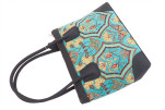 Fabric Woman Hand Bag, Turquoise Blue Carnation Pattern Turkish Fabric Bag, ID KCYC87, Lamb Leather Bag, Genuine Sheep Skin Bag Fabric Woman Hand Bag, Turquoise Blue Carnation Pattern Turkish Fabric Bag, ID KCYC87, Lamb Leather Bag, Genuine Sheep Skin Bag