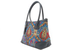 Fabric Woman Hand Bag, Navy Blue Morocco Pattern Turkish Fabric Bag, ID KCYC83, Lamb Leather Bag, Genuine Sheep Skin Leather Bag Fabric Woman Hand Bag, Navy Blue Morocco Pattern Turkish Fabric Bag, ID KCYC83, Lamb Leather Bag, Genuine Sheep Skin Leather Bag