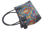 Fabric Woman Hand Bag, Navy Blue Morocco Pattern Turkish Fabric Bag, ID KCYC83, Lamb Leather Bag, Genuine Sheep Skin Leather Bag Fabric Woman Hand Bag, Navy Blue Morocco Pattern Turkish Fabric Bag, ID KCYC83, Lamb Leather Bag, Genuine Sheep Skin Leather Bag