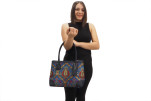 Fabric Woman Hand Bag, Navy Blue Morocco Pattern Turkish Fabric Bag, ID KCYC83, Lamb Leather Bag, Genuine Sheep Skin Leather Bag Fabric Woman Hand Bag, Navy Blue Morocco Pattern Turkish Fabric Bag, ID KCYC83, Lamb Leather Bag, Genuine Sheep Skin Leather Bag