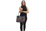 Fabric Woman Hand Bag, Navy Blue Morocco Pattern Turkish Fabric Bag, ID KCYC83, Lamb Leather Bag, Genuine Sheep Skin Leather Bag Fabric Woman Hand Bag, Navy Blue Morocco Pattern Turkish Fabric Bag, ID KCYC83, Lamb Leather Bag, Genuine Sheep Skin Leather Bag
