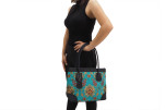 Fabric Woman Hand Bag, Turquoise Blue Topkapi Palace Tulip Pattern Fabric Bag, ID KCYC86, Lamb Leather Bag, Genuine Leather Bag Fabric Woman Hand Bag, Turquoise Blue Topkapi Palace Tulip Pattern Fabric Bag, ID KCYC86, Lamb Leather Bag, Genuine Leather Bag