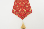 Table Runner, Red Carnation Pattern Turkish Chenille Fabric Table Runner, Fabric Table Linens, Dining Table Runner, Farmhouse Table Runner, Red Carnation Pattern Turkish Chenille Fabric Table Runner, Fabric Table Linens, Dining Table Runner, Farmhouse
