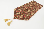 Table Runner, Brown Carnation Pattern Turkish Chenille Fabric Table Runner, Fabric Table Linens, Dining Table Runner, Farmhouse Table Runner, Brown Carnation Pattern Turkish Chenille Fabric Table Runner, Fabric Table Linens, Dining Table Runner, Farmhouse