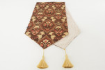 Table Runner, Brown Carnation Pattern Turkish Chenille Fabric Table Runner, Fabric Table Linens, Dining Table Runner, Farmhouse Table Runner, Brown Carnation Pattern Turkish Chenille Fabric Table Runner, Fabric Table Linens, Dining Table Runner, Farmhouse