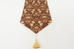 Table Runner, Brown Carnation Pattern Turkish Chenille Fabric Table Runner, Fabric Table Linens, Dining Table Runner, Farmhouse Table Runner, Brown Carnation Pattern Turkish Chenille Fabric Table Runner, Fabric Table Linens, Dining Table Runner, Farmhouse