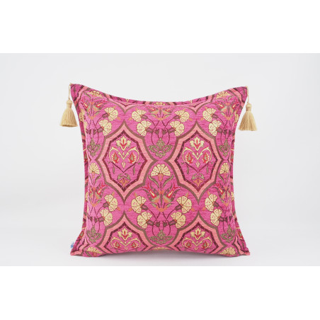 Fabric Pillow,Fabric Pillow 20x20,Mazenda Pink Carnation Pattern Turkish Jacquard Fabric Pillow,Throw Pillow Case,Lumbar Pillows