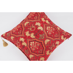 Fabric Pillow,Fabric Pillow 20x20, Red Carnation Pattern Turkish Jacquard Fabric Pillow Cover, Throw Pillow Case, Lumbar Pillows