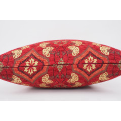 Fabric Pillow,Fabric Pillow 20x20, Red Carnation Pattern Turkish Jacquard Fabric Pillow Cover, Throw Pillow Case, Lumbar Pillows