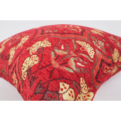 Fabric Pillow,Fabric Pillow 20x20, Red Carnation Pattern Turkish Jacquard Fabric Pillow Cover, Throw Pillow Case, Lumbar Pillows