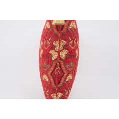 Fabric Pillow,Fabric Pillow 20x20, Red Carnation Pattern Turkish Jacquard Fabric Pillow Cover, Throw Pillow Case, Lumbar Pillows