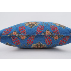 Fabric Pillow, Fabric Pillow 20x20,Navy Blue Topkapi Palace Tulip Pattern Turkish Jacquard Fabric Pillow, Chenille Fabric Pillow