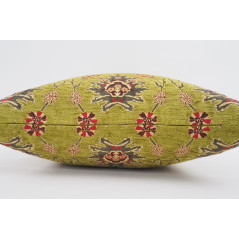 Fabric Pillow, Fabric Pillow 20x20, Pistachio Green Topkapi Palace Tulip Pattern Turkish Jacquard Fabric Pillow, Chenille Pillow