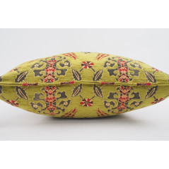 Fabric Pillow, Fabric Pillow 20x20, Pistachio Green Topkapi Palace Tulip Pattern Turkish Jacquard Fabric Pillow, Chenille Pillow
