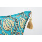 Fabric Pillow, Fabric Pillow 20x20, Turquoise Blue Water Line Tulip Pattern Turkish Jacquard Fabric Pillow, Accent Lumber Pillow Fabric Pillow, Fabric Pillow 20x20, Turquoise Blue Water Line Tulip Pattern Turkish Jacquard Fabric Pillow, Accent Lumber Pillow
