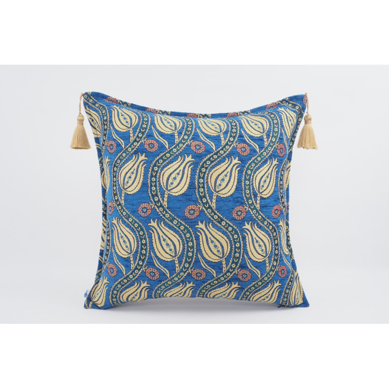 Fabric Pillow,Fabric Pillow 20x20,Navy Blue Water Line Tulip Pattern Turkish Jacquard Fabric Pillow,Accent Pillow, Lumber Pillow Fabric Pillow,Fabric Pillow 20x20,Navy Blue Water Line Tulip Pattern Turkish Jacquard Fabric Pillow,Accent Pillow, Lumber Pillow