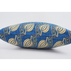 Fabric Pillow,Fabric Pillow 20x20,Navy Blue Water Line Tulip Pattern Turkish Jacquard Fabric Pillow,Accent Pillow, Lumber Pillow