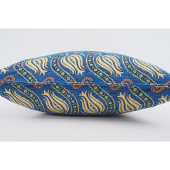 Fabric Pillow,Fabric Pillow 20x20,Navy Blue Water Line Tulip Pattern Turkish Jacquard Fabric Pillow,Accent Pillow, Lumber Pillow
