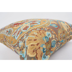 Fabric Pillow,Fabric Pillow 20x20,Paisley Pattern Turkish Chenille Fabric Pillow Case,Decorative Bohemian Pillow,Jacquard Fabric