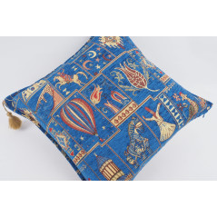 Fabric Pillow,Fabric Pillow 20x20,Navy Blue Turkish Dream Pattern Turkish Chenille Fabric Pillow Case,Decorative Bohemian Pillow