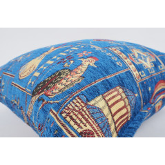 Fabric Pillow,Fabric Pillow 20x20,Navy Blue Turkish Dream Pattern Turkish Chenille Fabric Pillow Case,Decorative Bohemian Pillow