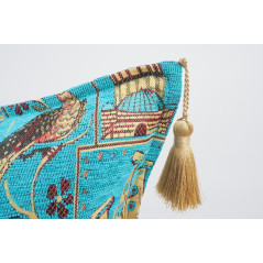 Fabric Pillow,Fabric Pillow 20x20,Turquoise Blue Turkish Dream Pattern Turkish Chenille Fabric Pillow,Decorative Bohemian Pillow