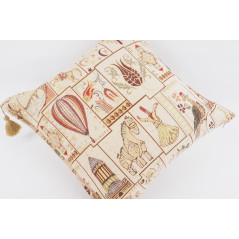 Fabric Pillow, Fabric Pillow 20x20, Beige Turkish Dream Pattern Turkish Chenille Fabric Pillow,Decorative Fabric,Bohemian Pillow