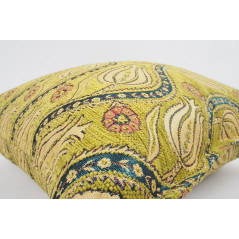 Fabric Pillow,Fabric Pillow 20x20, Pistachio Green Water Line Tulip Pattern Turkish Jacquard Fabric Pillow, Accent Lumber Pillow