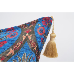 Fabric Pillow, Fabric Pillow 20x20, Navy Blue Morocco Pattern Turkish Jacquard Fabric Pillow, Chenille Lumber Pillow,Sofa Pillow