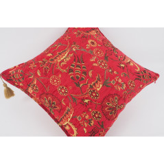 Fabric Pillow,Fabric Pillow 20x20, Red Caucasus Carnation Pattern Turkish Jacquard Fabric Pillow, Decorative Pillow, Sofa Pillow