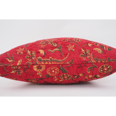 Fabric Pillow,Fabric Pillow 20x20, Red Caucasus Carnation Pattern Turkish Jacquard Fabric Pillow, Decorative Pillow, Sofa Pillow
