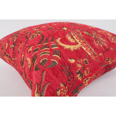 Fabric Pillow,Fabric Pillow 20x20, Red Caucasus Carnation Pattern Turkish Jacquard Fabric Pillow, Decorative Pillow, Sofa Pillow