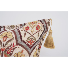 Fabric Pillow,Fabric Pillow 16x24,Beige Carnation Pattern Turkish Pattern Jacquard Fabric Pillow,Bohemian Pillow,Throw Pillow
