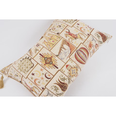 Fabric Pillow, Fabric Pillow 16x24, Beige Turkish Dream Pattern Turkish Chenille Fabric Pillow,Decorative Fabric,Bohemian Pillow