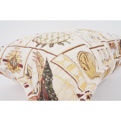 Fabric Pillow, Fabric Pillow 16x24, Beige Turkish Dream Pattern Turkish Chenille Fabric Pillow,Decorative Fabric,Bohemian Pillow